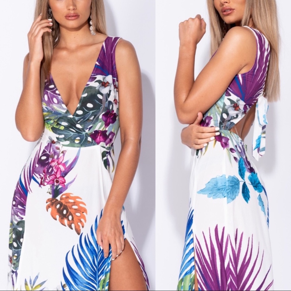 5 ⭐️ Tropical Dream - Leaf Print Maxi Dress - Picture 6 of 8